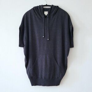 Banana Republic Hooded Dolman Short Sleeve Rabbit Hair Tunic Poncho Sweater - S
